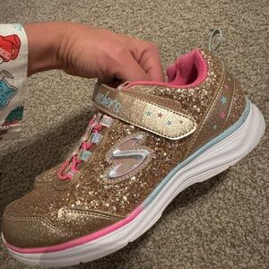 Skechers Kids' Gold and Pink Glitter Sneakers